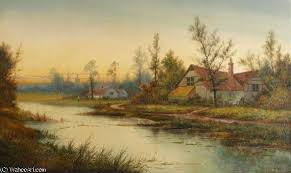 Landscape painting 'Sunrise' by George Cole