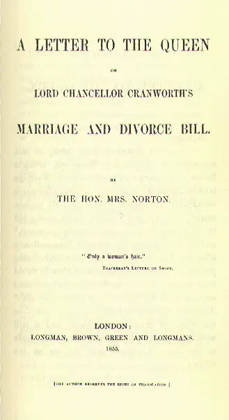 Letter to the Queen of victoria by Caroline Norton