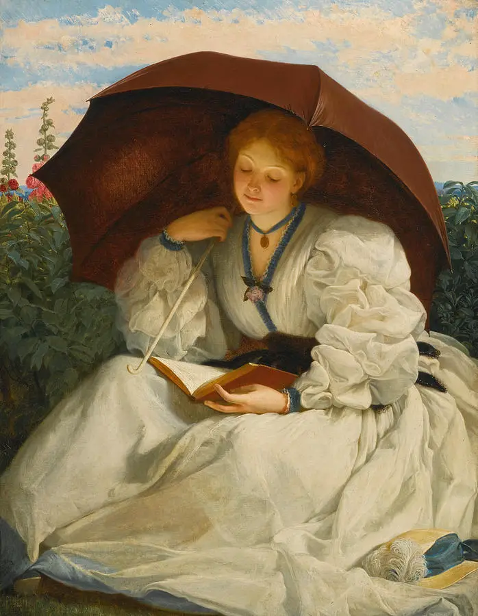 Painting by Charles Edward Perugini 'Reading on a Sunny Afternoon'