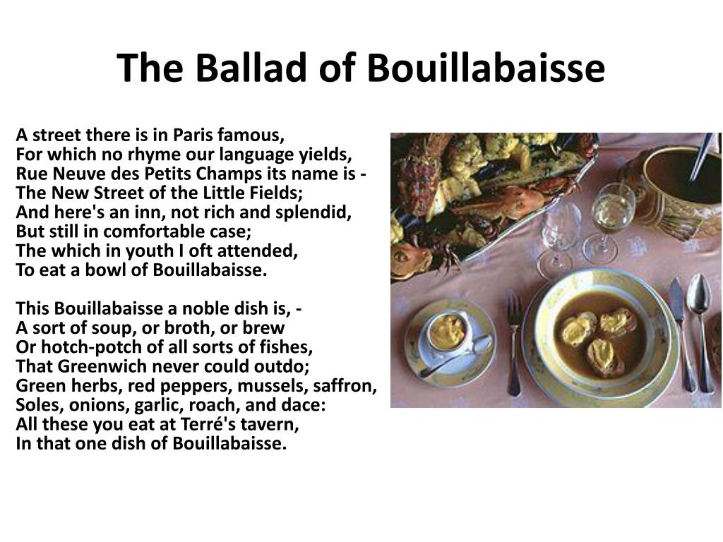 lines from The Ballad of Bouillabaisse