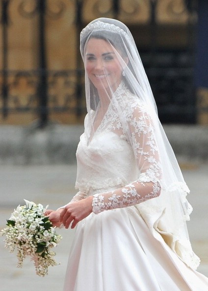 Princess Kate's wedding bouquet included seasonal, local flowers like lily-of-the-valley and sweet William and myrtle, hyacinth, and ivy