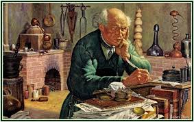 Paracelsus working in his laboratory