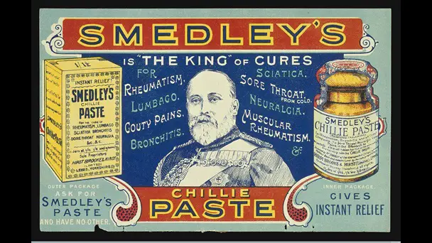 Advertisement for Smedley's chillie paste, 'the king' of cure