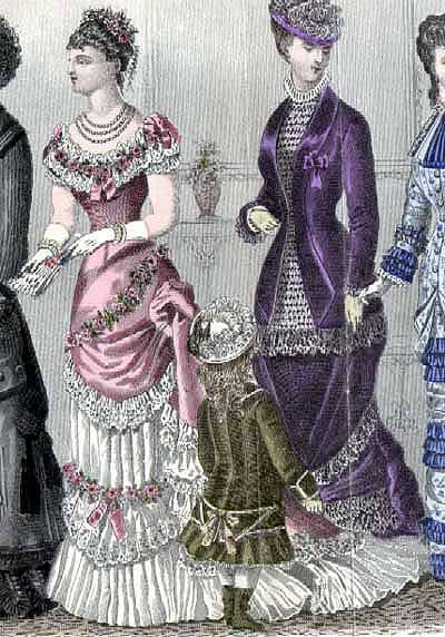 1880 Victorian Evening Gowns- Bustle Dresses
