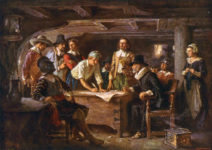 The Pilgrims at the Mayflower