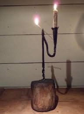 Rushlight Stand with Candle