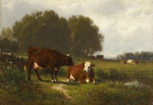 William M Hart - Landscape with Cows