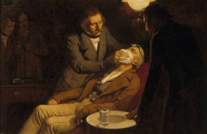 The first use of ether in dental surgery, 1846. Oil painting Credit: Wellcome Library, London.