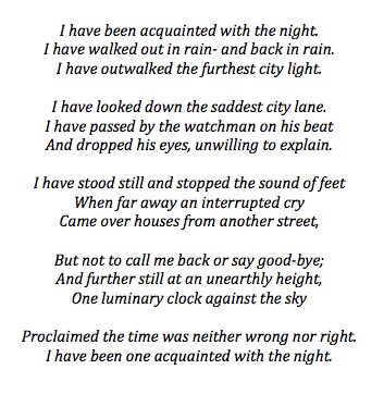 The Lyrics of the Poem Acquainted with the Night 