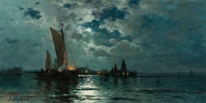 Ships in Moonlight Ed Moran