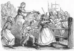 Sketch of the Luddites at war with the army
